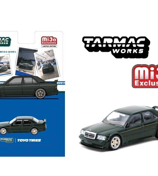 Tarmac Works 1:64 Mercedes-Benz 190 E 2.5-16 EVO 1 TOYO TIRES – Black – MiJo Exclusives Limited Edition