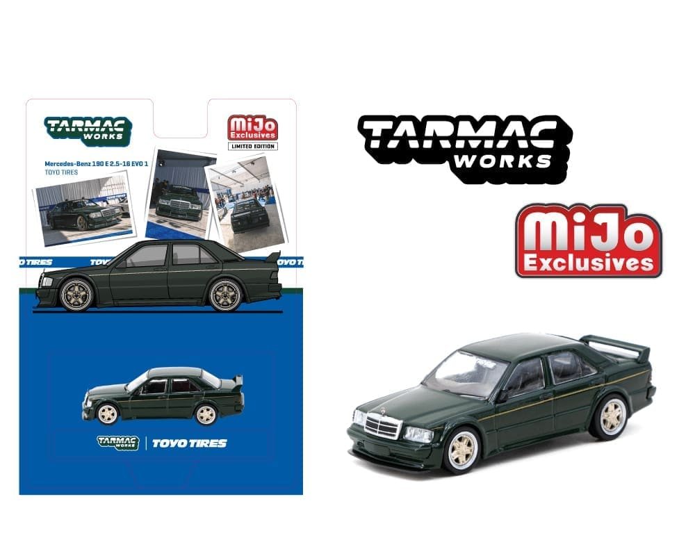 Tarmac Works 1:64 Mercedes-Benz 190 E 2.5-16 EVO 1 TOYO TIRES – Black – MiJo Exclusives Limited Edition