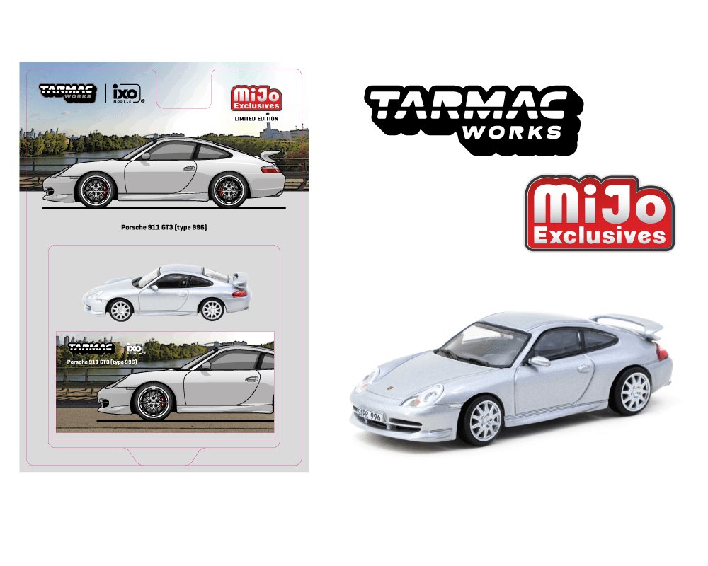 Tarmac Works 1:64 Porsche 911 GT3 (Type 996) – Silver- Global64 – Mijo Exclusives
