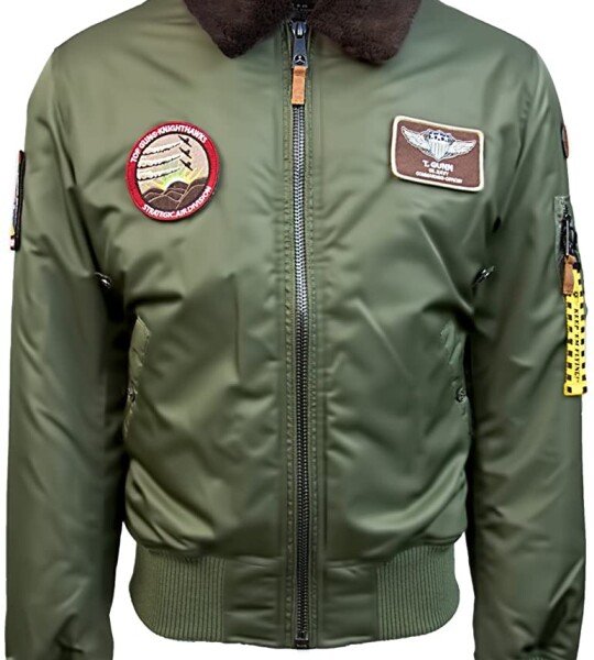 CHAQUETA TOP GUN® B-15 MEN’S NYLON BOMBER JACKET CON PARCHES REMOVIBLES ORIGINAL TOPGUN U.S.A.