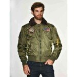 CHAQUETA TOP GUN® B-15 MEN’S NYLON BOMBER JACKET CON PARCHES REMOVIBLES ORIGINAL TOPGUN U.S.A.