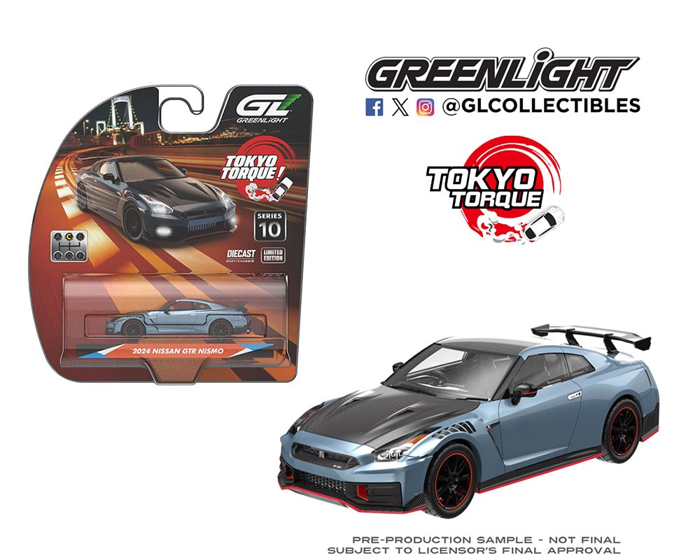 Greenlight 1:64 Tokyo Torque Series 10 – 2024 Nissan GTR NISMO – Stealth Gray (KCE) – Solid Pack