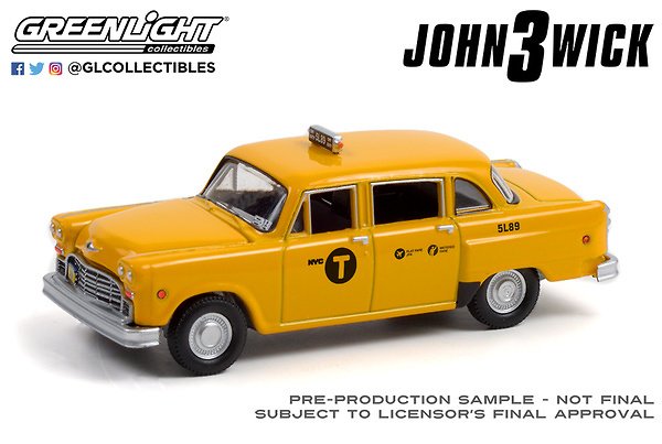 MODELO ESCALA 1:64 Hollywood Series 33 1974 Checker Motors Marathon A11 N.Y.C. Taxi #5L89 - John Wick 3